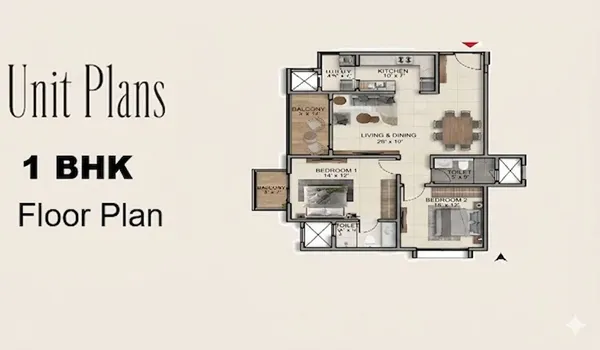 Purva Northern Lights 1 BHK Floor Plan