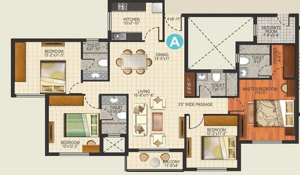 Purva Northern Lights 4 BHK Floor Plan
